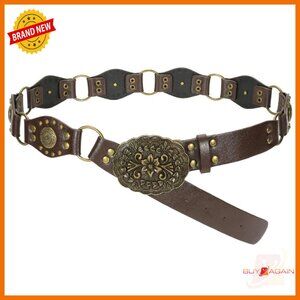 Vintage Western Faux Leather Belt with Rivets - 28-46" Waist